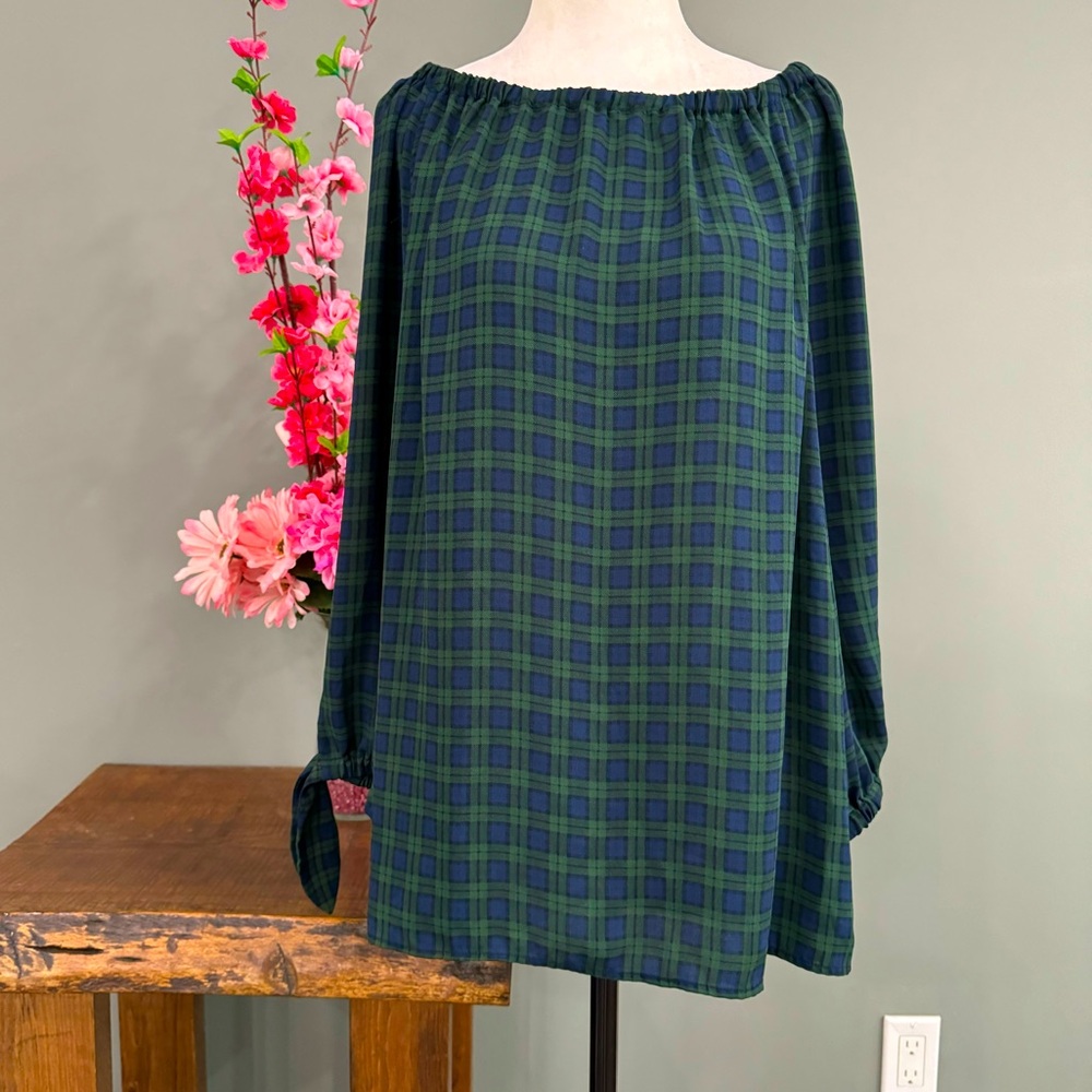Talbots Plaid Mid-Sleeve